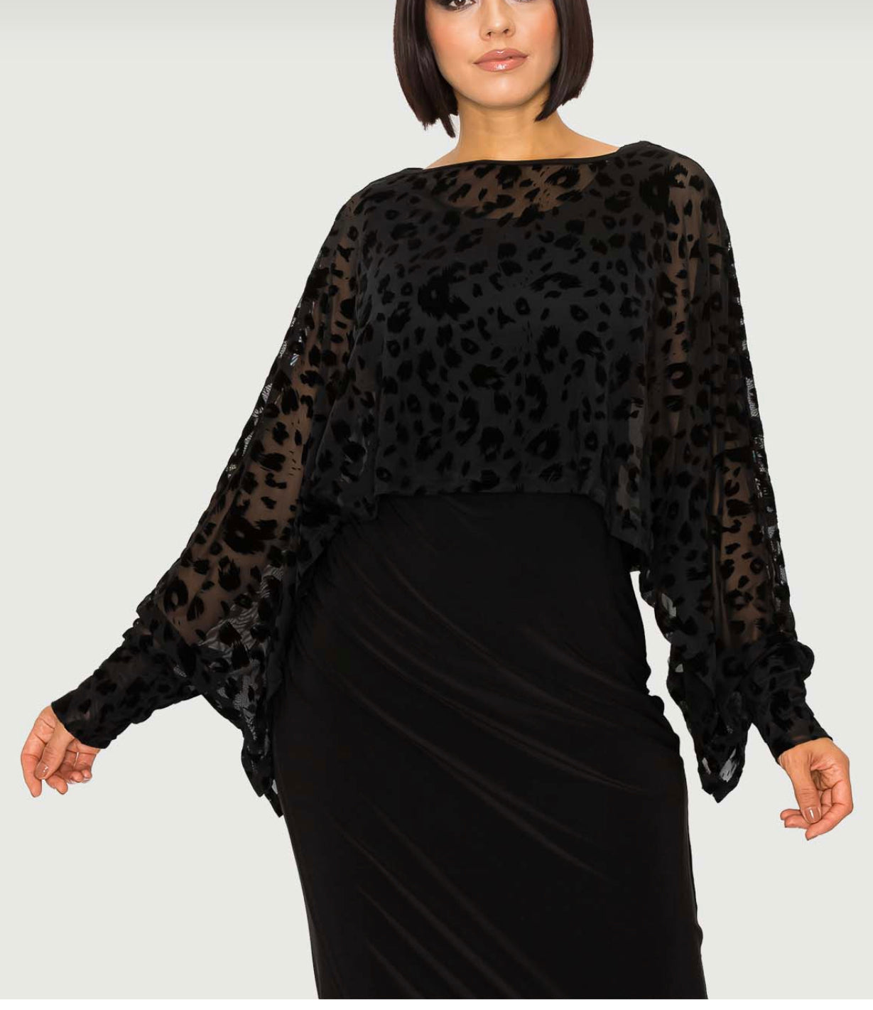 High-Low Batwing Top with Arm Cuffs