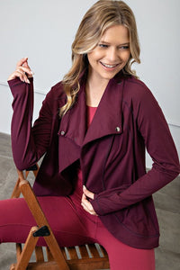 Asymmetric Jacket with Side Pockets and Cowl Neck Detail