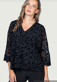 Leopard Burnout V-Neck Top