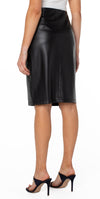 Faux Leather Pencil Skirt w. Slit 23.5 inch Length
