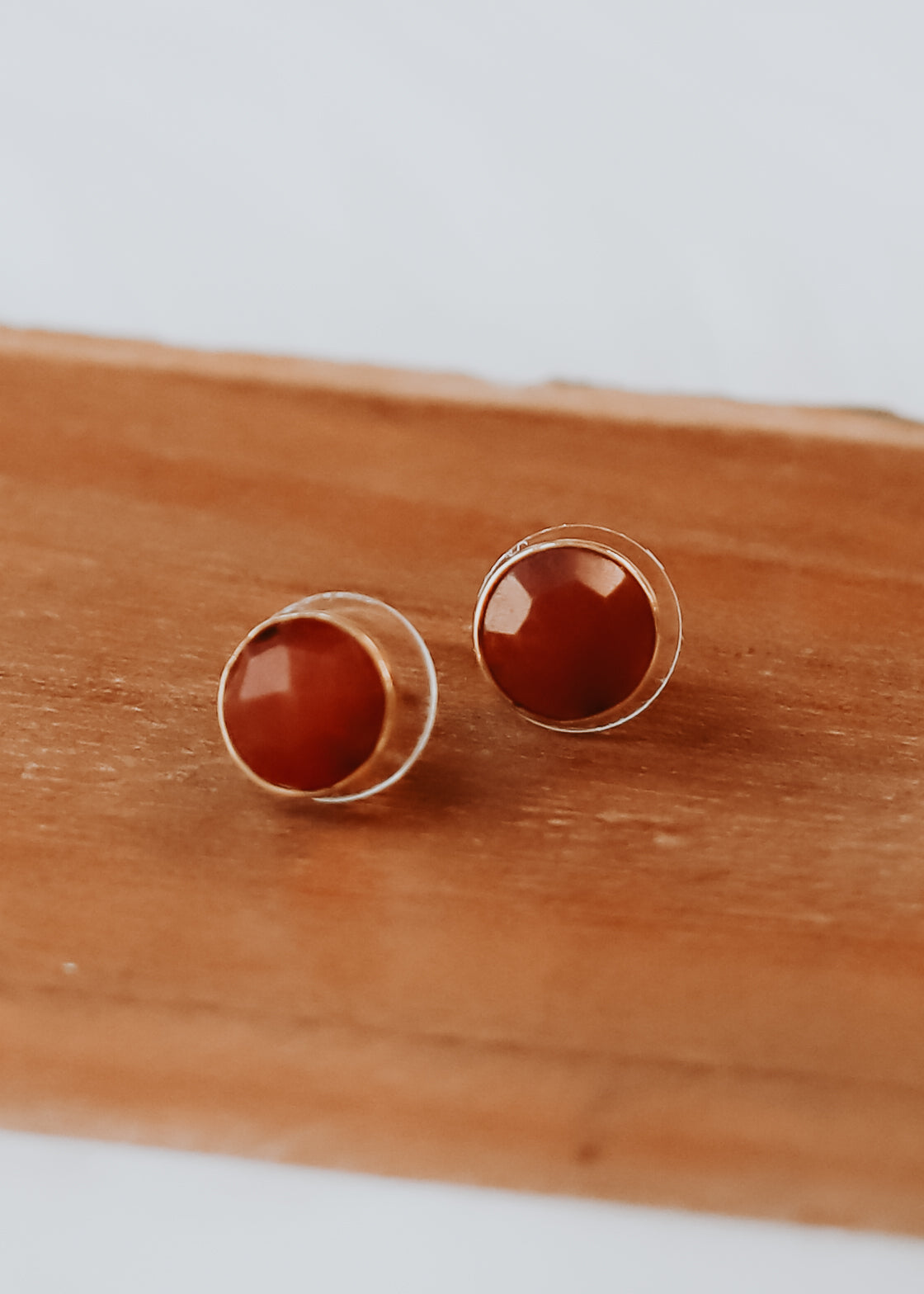 Red Stone Stud Earrings