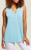 Sleeveless V-Neck with Pleat