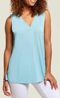 Sleeveless V-Neck with Pleat