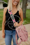 Crossbody Guitar Strap - Hot Pink Black Aqua Geo RTS