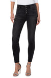 Black Exposed Button Abby High Rise Ankle Skinny