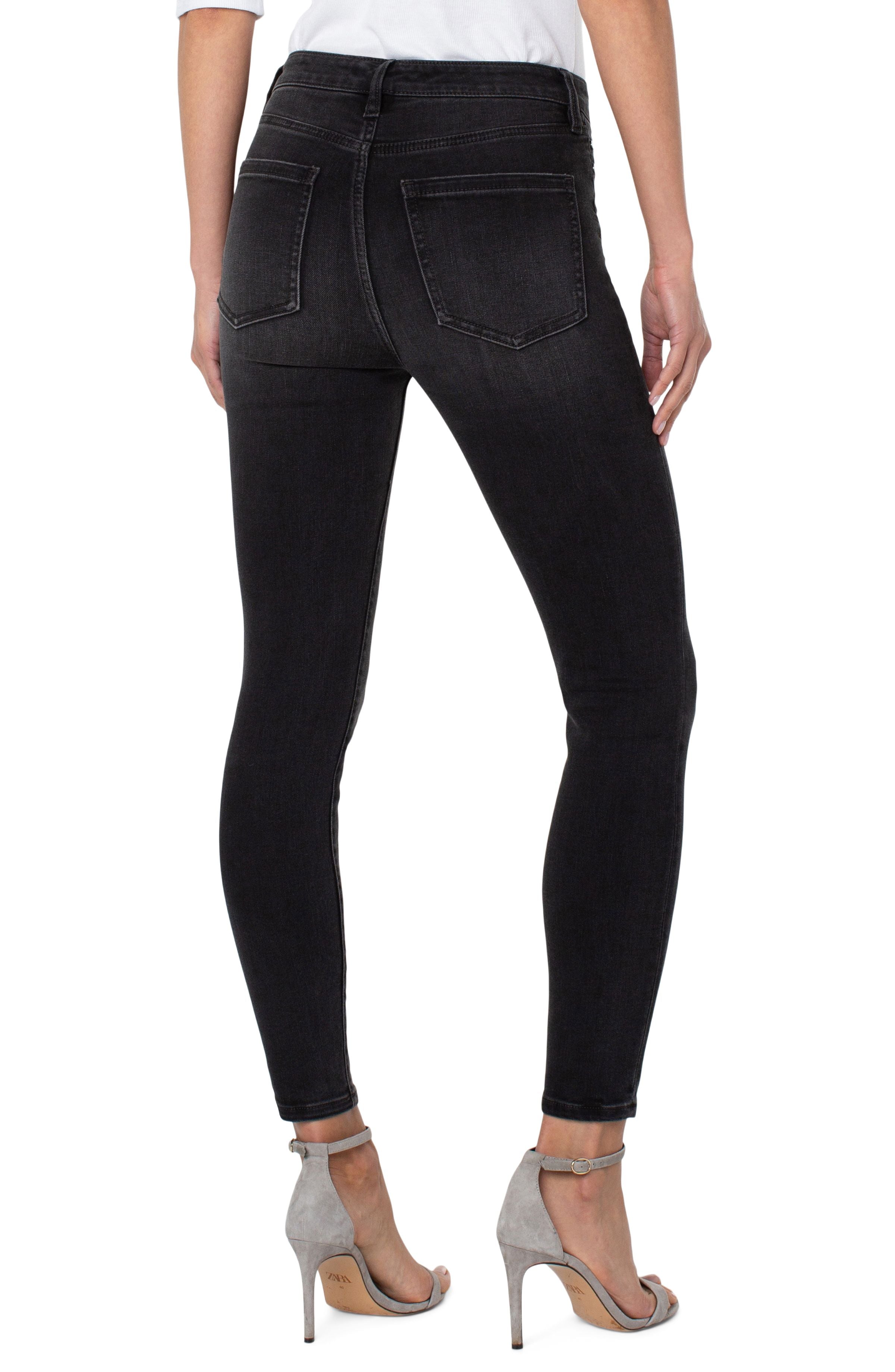 Black Exposed Button Abby High Rise Ankle Skinny