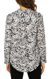 Tiger Print Button Up Woven Blouse